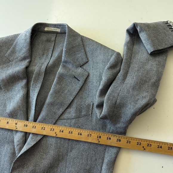 SuitSupply Marling & Evans Wool & Linen Gray Herringbone Blazer Suit Jacket 40R - Picture 8 of 10